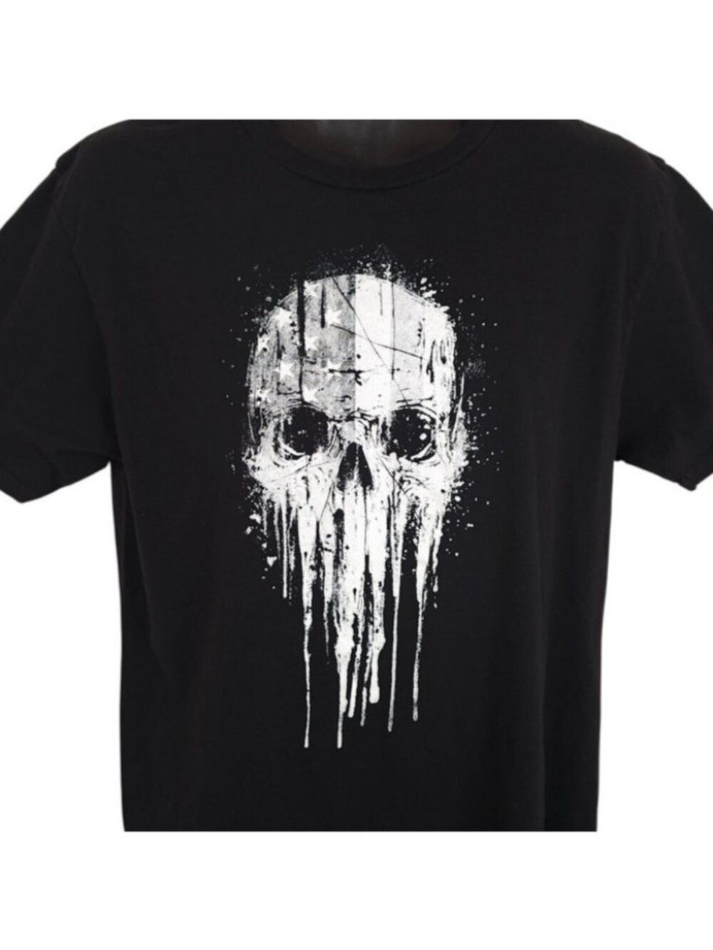 Howitzer Skull Drip T Shirt Mens Size Large Black American Flag Patriotic
